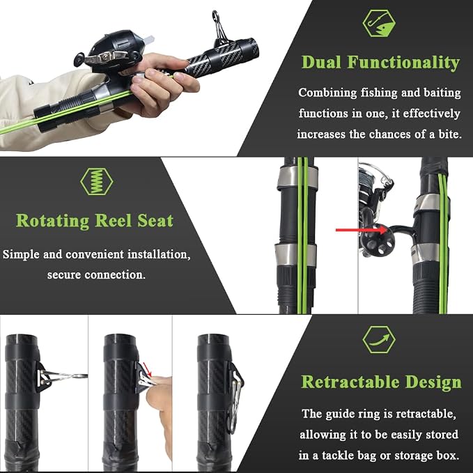SUFFUSE Fishing Catapult Rod, Portable Carbon Fiber Fishing Poles and Reels Combo for Projecting Lures, Compact Freshwater and Saltwater Fishing Gear for Anglers Traveling