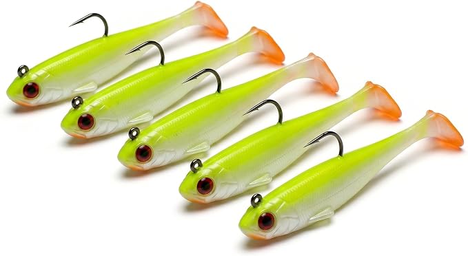 Soft Fishing Lures for Bass Fishing:Pre-Gigged Swim Baits for Saltwater or Freshwater.Soft Plastic Fishing Accessories.