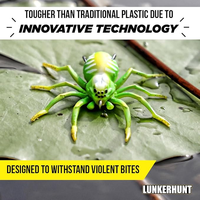 LUNKERHUNT Phantom Spider Lure for Bass Fishing (2.5 Inch) | Topwater Spider Fishing Lure with Natural Walking Action | Soft Hollow Body Weedless Hooks for Trout and Pike