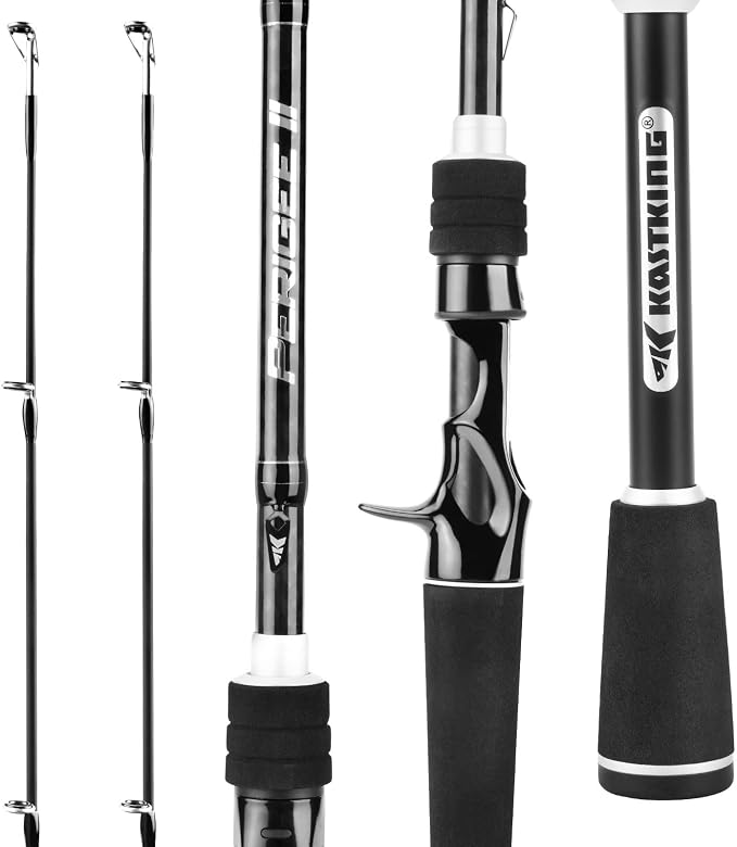KastKing Perigee II Spinning & Casting Fishing Rods, Fuji O-Ring Line Guides, 24 Ton Carbon Fiber Casting and Spinning Rods - Two Pieces,Twin-Tip Rods