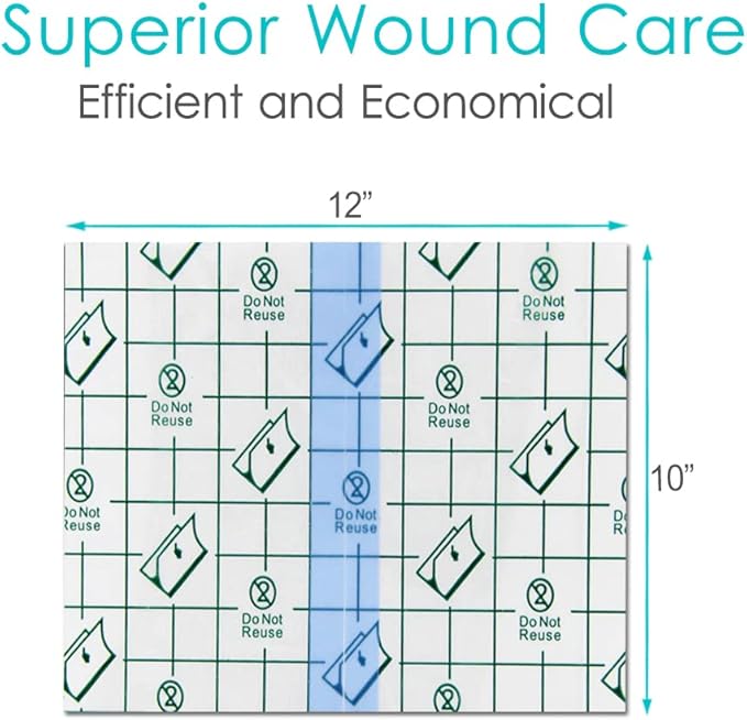 Shower Protector | 10x12 Inch Dialysis Catheter Shower Cover | Large Waterproof Picc Line Chemo Chest Port Wounds Dressing Shields Water Barrier Bandage (Pack of 25)