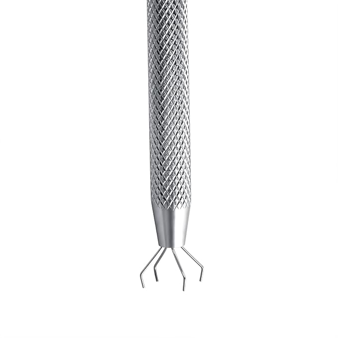 DJCIW Piercing Ball Grabber Tool,Precision 4.5inch Pick-Up Tool with 4 Prongs for Jewelry Making Electronics Crafts Claw Tweezers for Small Parts Gems Nails Clamping