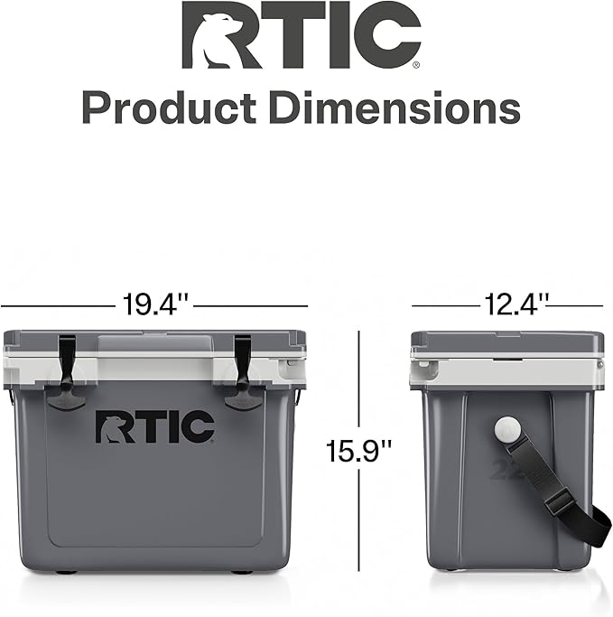 RTIC Ultra-Light Hard Cooler Insulated Portable Ice Chest Box for Drink, Beverage, Beach, Camping, Picnic, Fishing, Boat, Barbecue, 30% Lighter Than Rotomolded Coolers