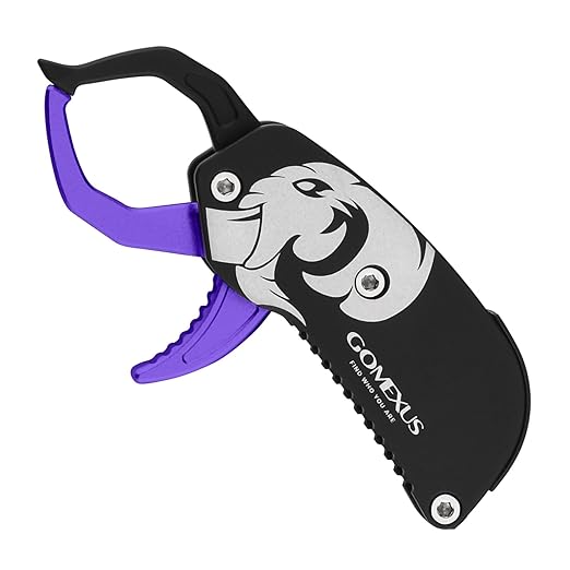 GOMEXUS Fish Lip Gripper, Portable Lightweight Fish Gripper, Aluminium Fish Grabber Tool, Lip Grippers Fishing, Mini Fishing Gripper with Lanyard