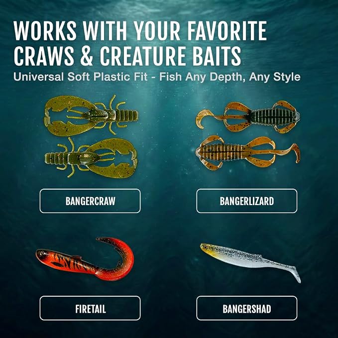 Headbanger BottomRocker Deep Diving Jig Head – Weedless Swimbait Head for Craws & Creature Baits – Patented Action Lip Prevents Rising – Texas Rig Bass Lure – 3/8 oz & 1/2 oz