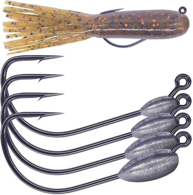XFISHMAN-Tube-Jig-Heads-for-Bass-Fishing-Tube-Bait-Hooks 1/16oz 1/8oz 3/16oz 1/4oz (12-Pack)