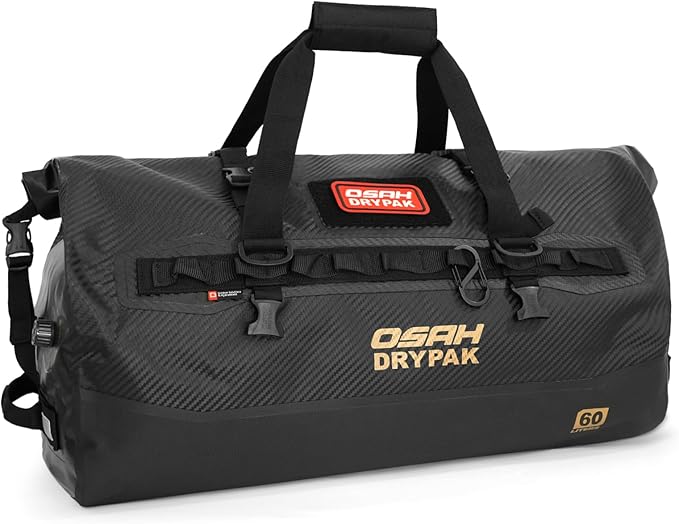 OSAH DRYPAK Waterproof Duffel Bag 25L/40L/60L – Heavy-Duty Motorcycle Tail Bag, Roll-Top Dry Bag for Travel, Camping, Boating, Kayaking, Outdoor Adventure
