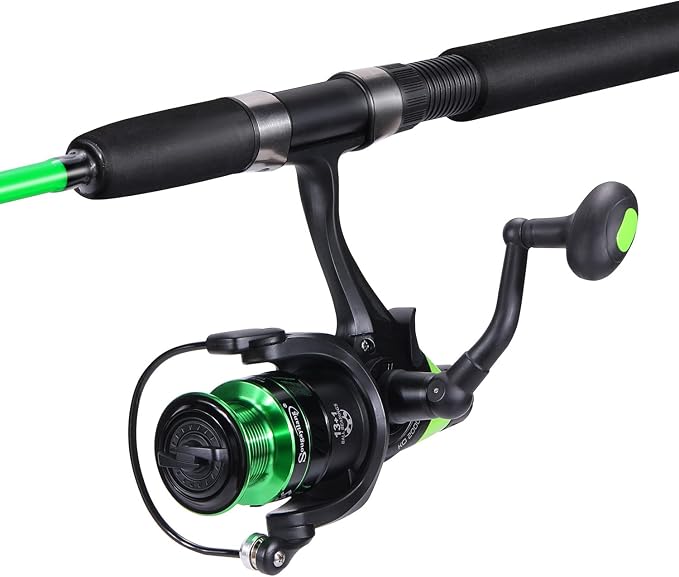 Sougayilang Catfish Fishing Rod and Reel Combo, 2-Piece Spinning Combo, Durable Graphite & Glass Blanks Fishing Pole for Crappie