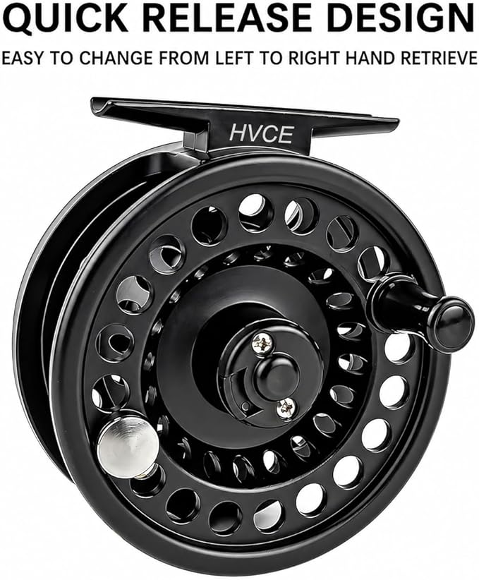 Aventik HVCE Graphite Fly Reel Center Drag System Classic III Graphite Large Arbor Sizes 3/4, 5/6, 7/8 Fly Fishing Reels