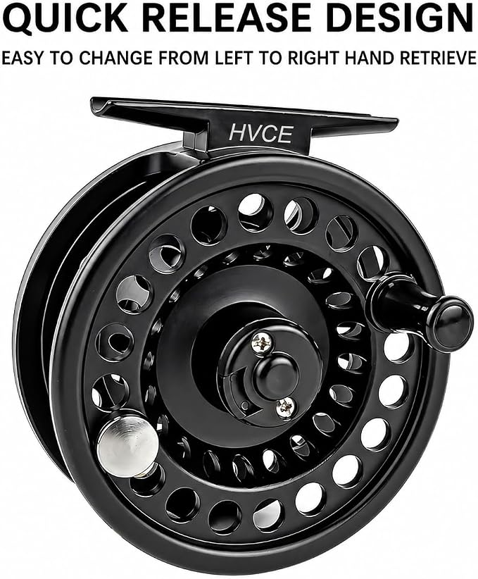 Aventik HVCE Graphite Fly Reel Center Drag System Classic III Graphite Large Arbor Sizes 3/4, 5/6, 7/8 Fly Fishing Reels