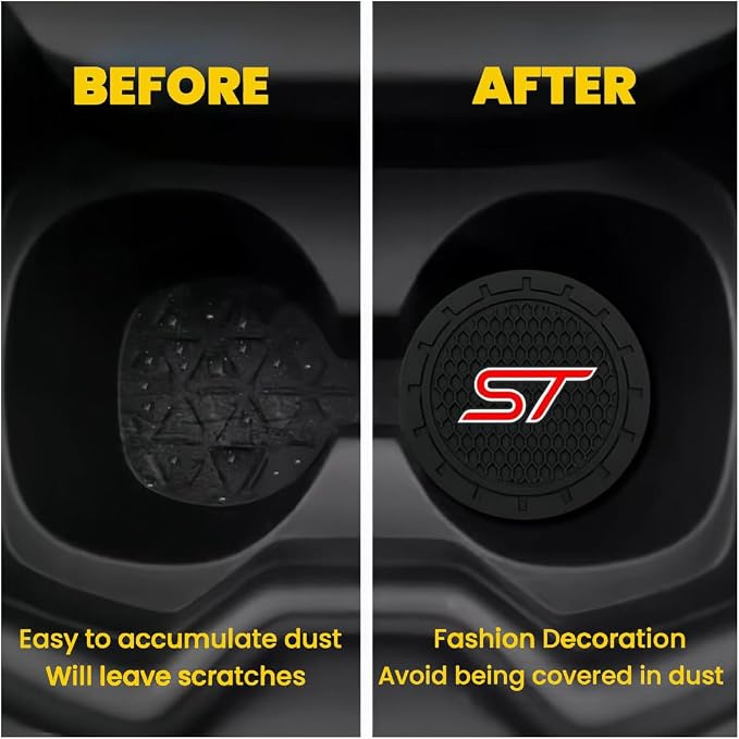 2 Pack ST Car Cup Holder, Non-Slip Cup Coasters for Fashion car Interior Accessories,Decorative Car Cup Mat, Diameter 2.75 Inch