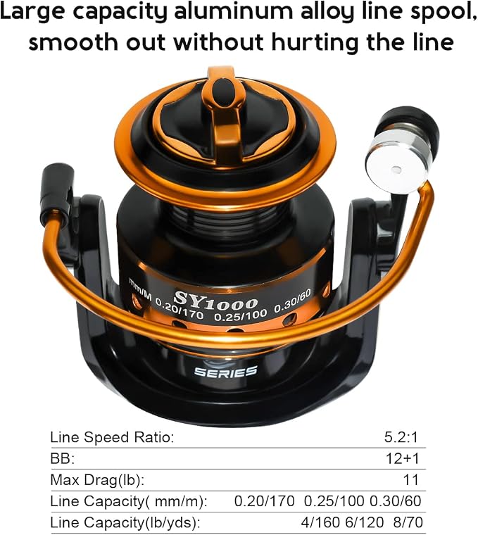 Summer and Centron Spinning Reels, 12 +1 BB Light Weight & Ultra Smooth Reel for Ice/Summer 3000/1000 Fishing Reel by QINGLER