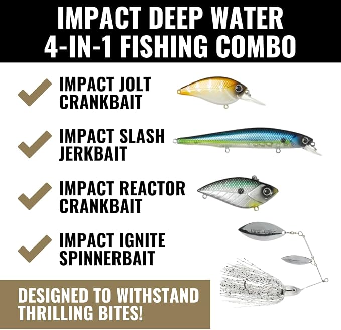LUNKERHUNT Deep Diving Crankbaits – 4-Pack | Premium Hard Bait Fishing Lures for Bass, Walleye & Saltwater | Ideal for Deep Water Action