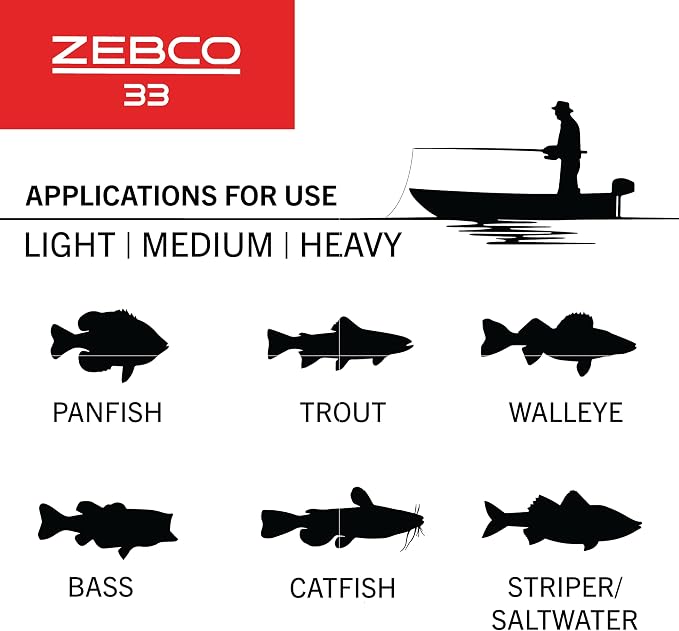 Zebco 33 Spincast Fishing Reel, Size 30 Reel, Right or Left-Hand Retrieve, 10-Pound Zebco Cajun Fishing Line, Graphite Frame Silver/Black
