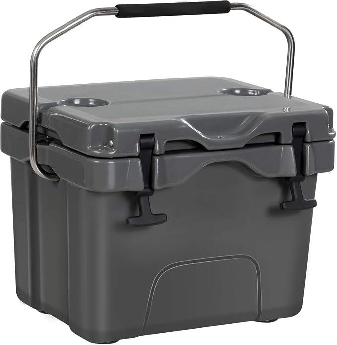 Goplus 16 Quart Cooler, 24-Can Capacity Ice Chest with 2 Cup Holders, 3-5 Days Ice Retention, Portable Insulated Ice Box for Camping, Fishing Outdoor Activities
