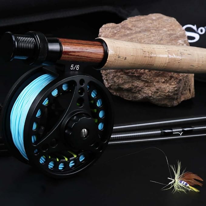 Sougayilang Saltwater Freshwater Fly Fishing Rod with Reel Combo Kit