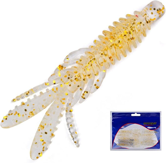 10 Pcs Soft Swimbait Lures, 6.4cm/2.5in Shrimp Shape Soft Plastic Fishing Lures Kit, Bass Fishing Lure Swim Baits with 5 Color, for Fishing Trout, Crappie, Bass, Redfish, Freshwater, Saltwater