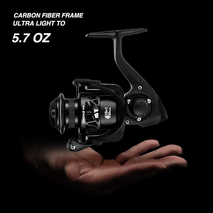 Piscifun Carbon X Spinning Reels, Light to 5.1oz, Carbon Frame and Rotor, 33LBs Max Drag, 10+1 Shielded BB, 5.2:1/6.2:1 High Speed Gear Ratio, Smooth Powerful Saltwater Freshwater Spinning Reel