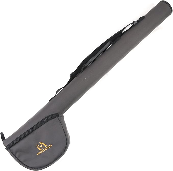 MAXIMUMCATCH Fly Fishing Rod Case with Reel Pouch, Complete Protection Bag, 9FT 2/4 Pieces Rod, Single (Gray, 9' 4sec)