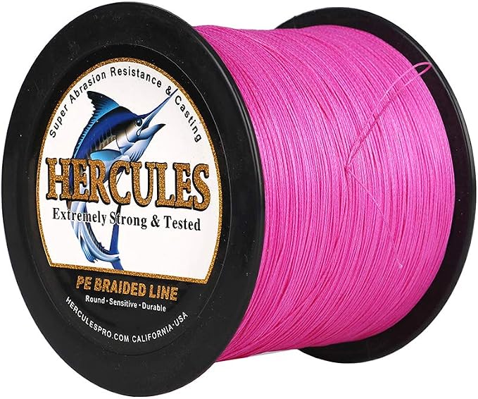 HERCULES Cost-Effective Super Cast 8 Strands Braided Fishing Line 10LB to 300LB Test for Salt-Water,109/328/547/1094 Yards(100M/300M/500M/1000M),Diam.#0.12MM-1.2MM,Hi-Grade Performance,Variety Colors
