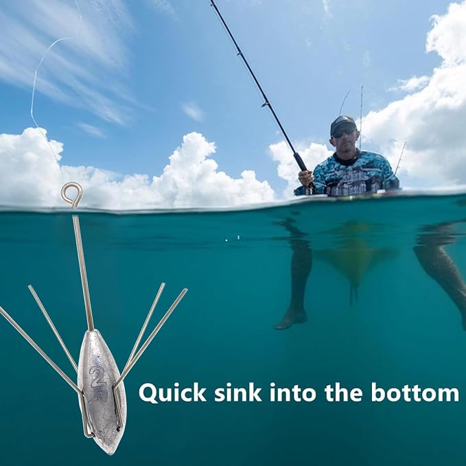 5 Pcs Sputnik Sinker Fishing Weights Lead Surfing Casting Spider Sinkers Long Tail Fishing Equipment for Catfish Saltwater Beach Sand Ocean