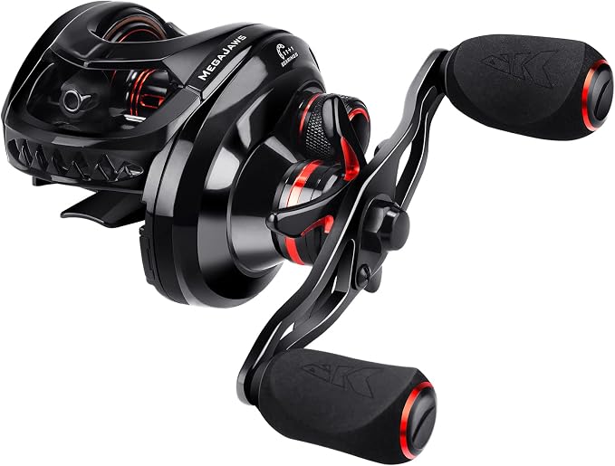 KastKing MegaJaws Elite Baitcasting Fishing Reel, New AutoMag Dual Braking System, Only 6.7oz, 17.64 LBs Carbon Fiber Drag, 11+1 Shielded BB, High Speed 5.4:1 to 9.1:1 Gear Ratios