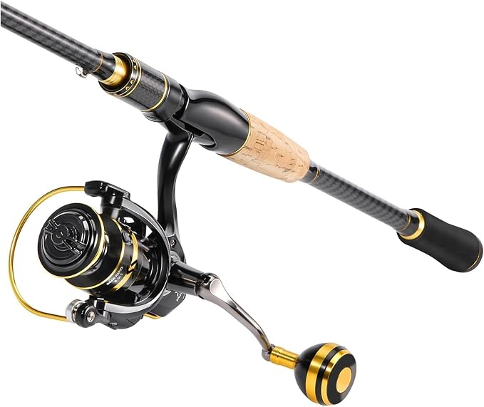 Sougayilang Spinning Fishing Combos, Carbon&Glass Fiber Composite 2 Piece Fishing Rods with 2000 Size Spinning Reel- 6'0"