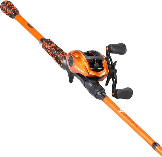 Sougayilang Baitcaster Combo – IM7 Graphite M/MH 2-Piece Travel Rod, 6.3:1 High-Speed Reel,18LB Drag for Bass, Catfish, Trout, Panfish