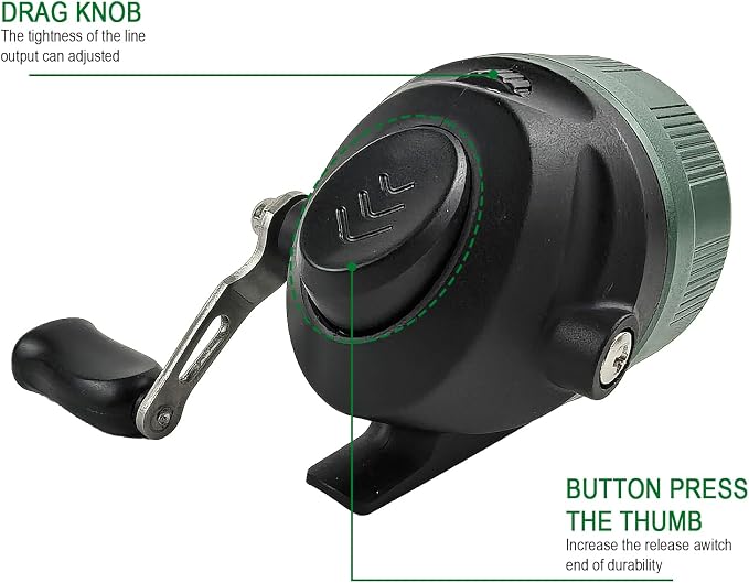 Spincast Fishing Reel, All-Metal Gears, Easy to Use Push Button Casting Design, Changeable Right/Left-Hand Retrieve