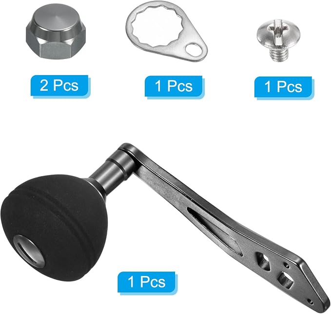 PATIKIL Baitcasting Power Handle, Metal Fishing Reel Handle EVA Knob Grip Replacement Parts for Rocker Arm Accessories