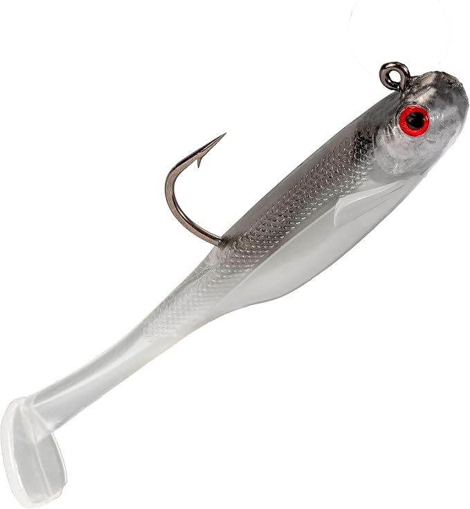 Strike King Homing Minnow Fishing Lure, Pre-Rigged Soft Plastic Swimbait, 3-Pack