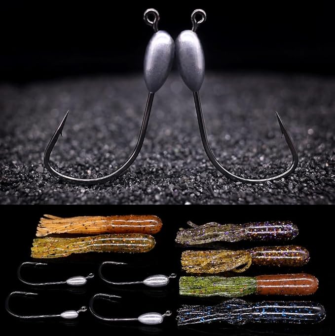 XFISHMAN-Tube-Jig-Heads-for-Bass-Fishing-Tube-Bait-Hooks 1/16oz 1/8oz 3/16oz 1/4oz (12-Pack)