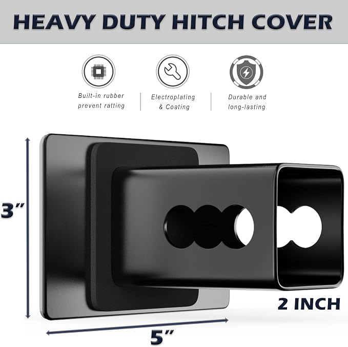 Heavy American Flag Metal Trailer Hitch Cover for 2" inch Receivers,Tow Hitch Covers 2 Inch for Truck Accessories (with 5/8-Inch Pin Diameter Trailer Hitch Lock, Blue Line)