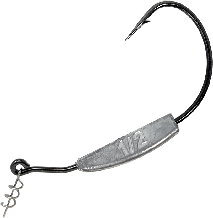 Reaction Tackle Weighted Swimbait Hooks for Bass Fishing - Weedless Fishing Hooks with Twist Lock for Freshwater and Saltwater (10-Pack)