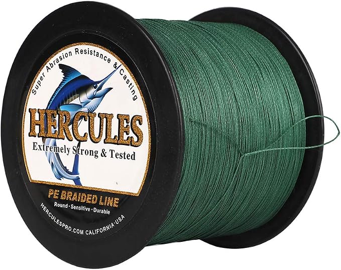 HERCULES Cost-Effective Super Cast 8 Strands Braided Fishing Line 10LB to 300LB Test for Salt-Water,109/328/547/1094 Yards(100M/300M/500M/1000M),Diam.#0.12MM-1.2MM,Hi-Grade Performance,Variety Colors