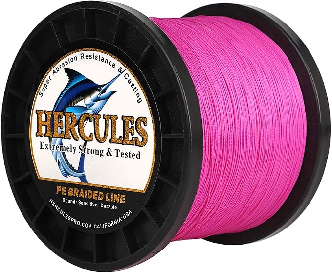 HERCULES Cost-Effective Super Cast 8 Strands Braided Fishing Line 10LB to 300LB Test for Salt-Water,109/328/547/1094 Yards(100M/300M/500M/1000M),Diam.#0.12MM-1.2MM,Hi-Grade Performance,Variety Colors
