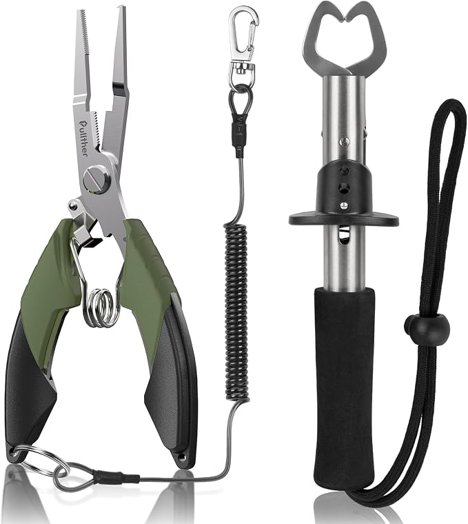 Fishing Tools Kit,Fishing Hook Remover Pliers, Fish Lip Gripper, Muti-Function Fishing Gear with Lanyard, Saltwater Resistant Fishing Accessories
