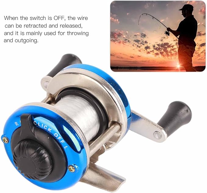 Fishing Reel, RoundBaitcasting Reel Conventional Fihsing Wheel with Line Lure Reel for Catfish, Salmon/Steelhead, Striper Bass and Inshore Saltwater Fishing(Blue)