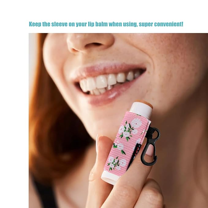 HEYSKAY 8PCS Lip Balm Keychain Holder Compatible with Chapstick, Stocking Stuffers Gifts Keychain Lip Gloss Holder Key Chain Lipstick Holder Sleeve