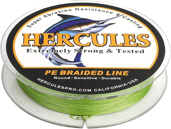 HERCULES Cost-Effective Super Strong 4 Strands Braided Fishing Line 6LB to 100LB Test for Salt-Water, 109/328 / 547/1094 Yards (100M / 300M / 500M / 1000M), Diam# 0.08MM - 0.55MM, Hi-Grade