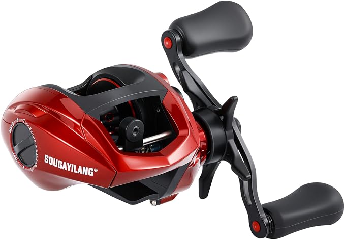 Sougayilang Baitcasting Fishing Reel, 8:1 High Speed Gear Ratio Super Smooth and Powerful Low Profile Baitcaster Reel with Maganic Brake System for Freshwater,Saltwater