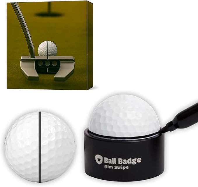 Ball Badge Aim Stripe - 360 Degree Golf Ball Line Marker Kit with Golf Bag Attachment for Perfect Alignment and Precision Putting