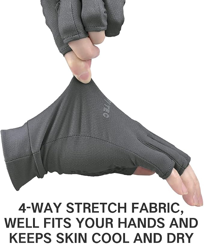 Unisex UV Protective Fingerless Gloves UPF 50+ Summer Sun Glove for Outdoor Fishing Cycling Hiking Driving Kayaking