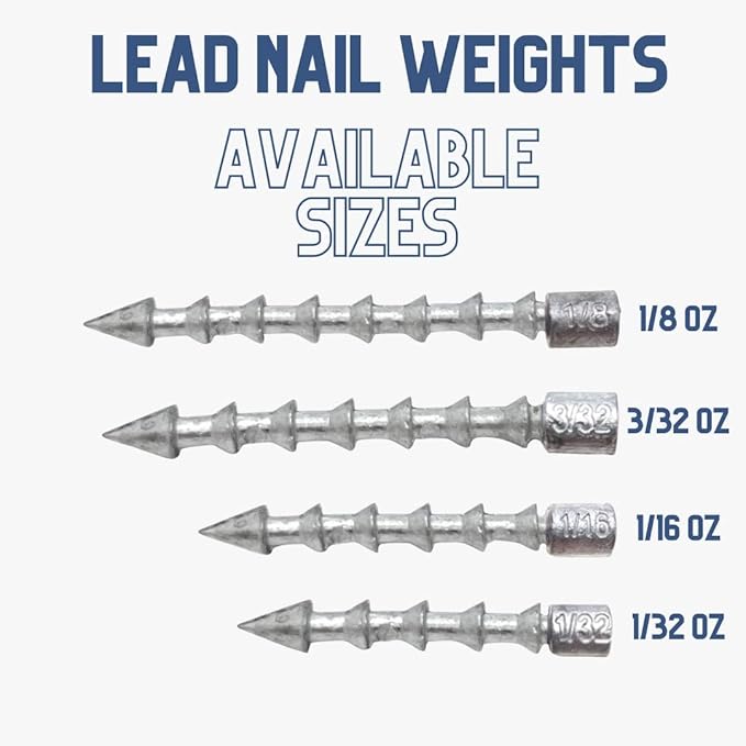 Reaction Tackle Lead Nail Weights for Plastic Worms, Wacky Rig and Neko Rig - Insert Pencil Sinkers for Bass Fishing Soft Plastic Lures - 25-Pack