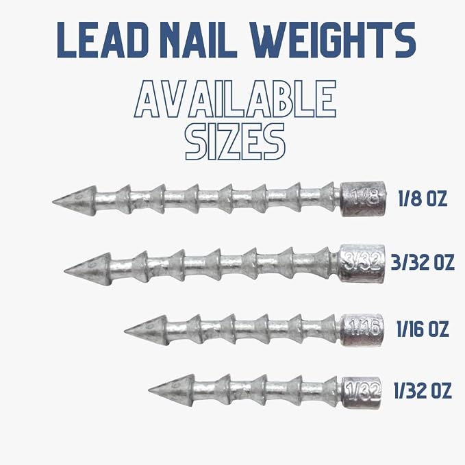 Reaction Tackle Lead Nail Weights for Plastic Worms, Wacky Rig and Neko Rig - Insert Pencil Sinkers for Bass Fishing Soft Plastic Lures - 25-Pack