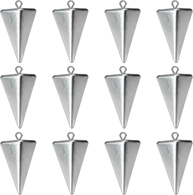 Pyramid Sinkers Fishing Weights Assortment 1oz-4oz, Surf Casting Sinkers for Saltwater Beach Fishing, Triangle Lead Weights Anti Roll Strong Hold