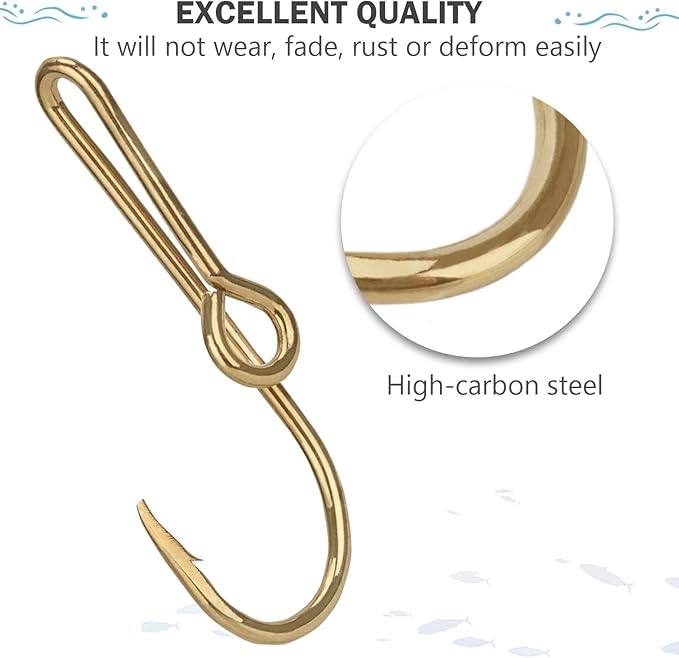 THKFISH Fishing Hooks Hat Pins - Gold Fish Hook Tie Clips 5PCS