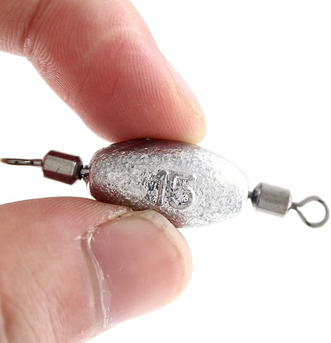 Hitefu Fish Weight Sinkers, Inline Weights Lead Fishing Weights Trolling Sinkers, Egg Sinkers for Bottom Fishing (3/8, 1/2, 3/4oz)