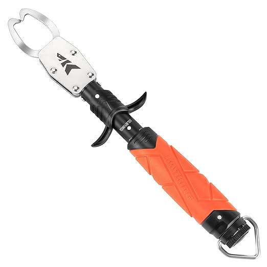KastKing Paradox 11" Stainless Steel Lip Grip with Integrated Scale, Corrosion-Resistant, Non-Slip Handle, Swivel Jaws, 32lbs Scale Design, Durable Fishing Tool for Safe, Easy Catch & Release