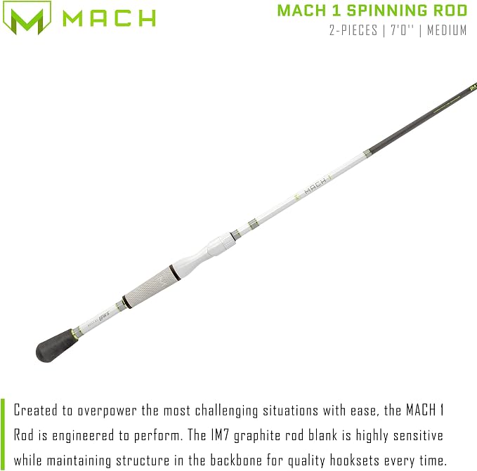 Lew's MACH 1 Spinning Fishing Rod, IM7 Graphite Rod, Winn Dri-Tac Split-Grip, Graphite Skeletal Reel Seat